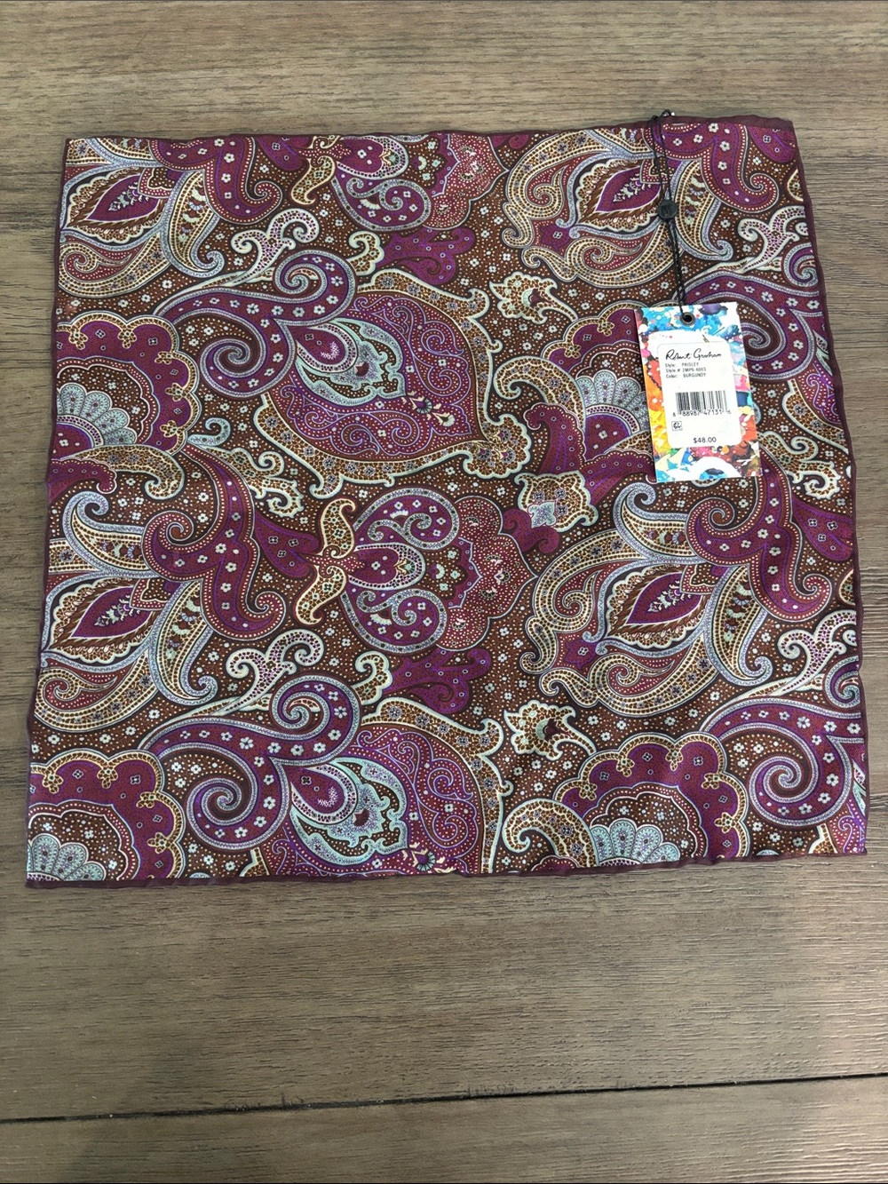 Robert Graham Paisley NWT Mixed Print 100% Silk pocket square handkerchief